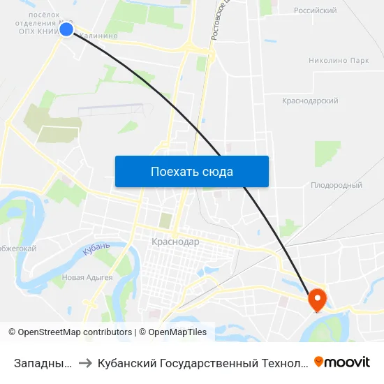 Западный Обход to Кубанский Государственный Технологический Университет map