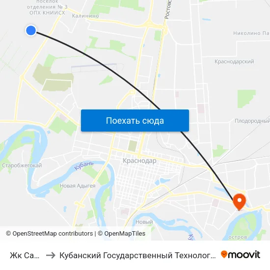 Жк Самолет to Кубанский Государственный Технологический Университет map