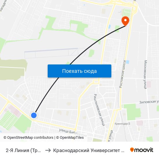 2-Я Линия (Трамвай) to Краснодарский Университет Мвд России map