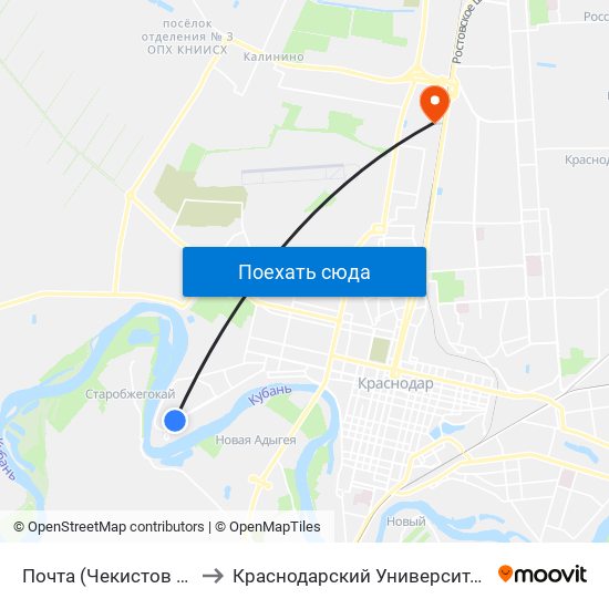 Почта (Чекистов Проспект) to Краснодарский Университет Мвд России map