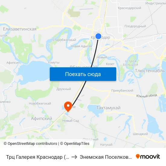 Трц Галерея Краснодар (Ул. Северная) to Энемская Поселковая Больница map