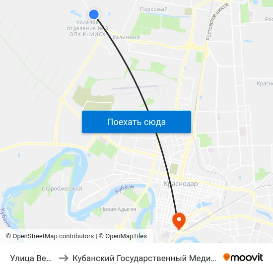 Улица Веронская to Кубанский Государственный Медицинский Университет map