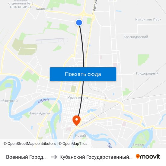 Военный Городок Им. М. Жукова to Кубанский Государственный Медицинский Университет map