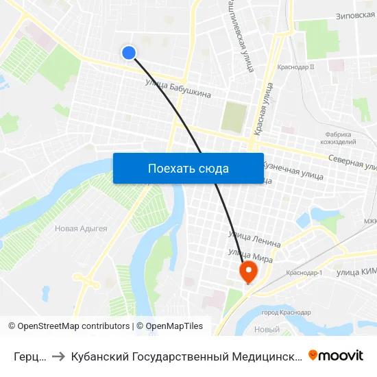 Герцена to Кубанский Государственный Медицинский Университет map