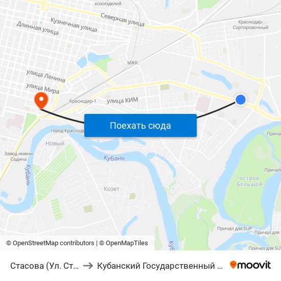 Стасова (Ул. Ставропольская) to Кубанский Государственный Медицинский Университет map