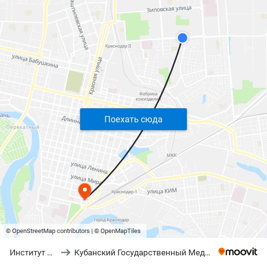 Институт Культуры to Кубанский Государственный Медицинский Университет map