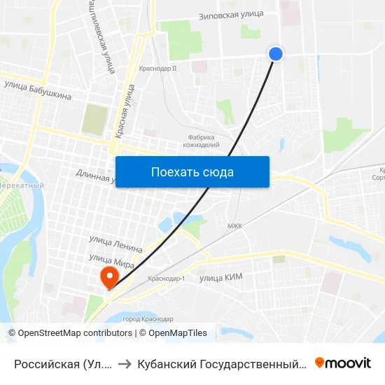 Российская (Ул. 40 Лет Победы) to Кубанский Государственный Медицинский Университет map