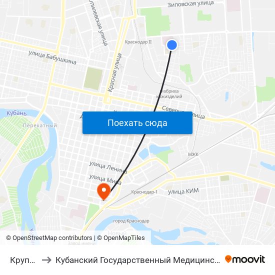 Крупской to Кубанский Государственный Медицинский Университет map