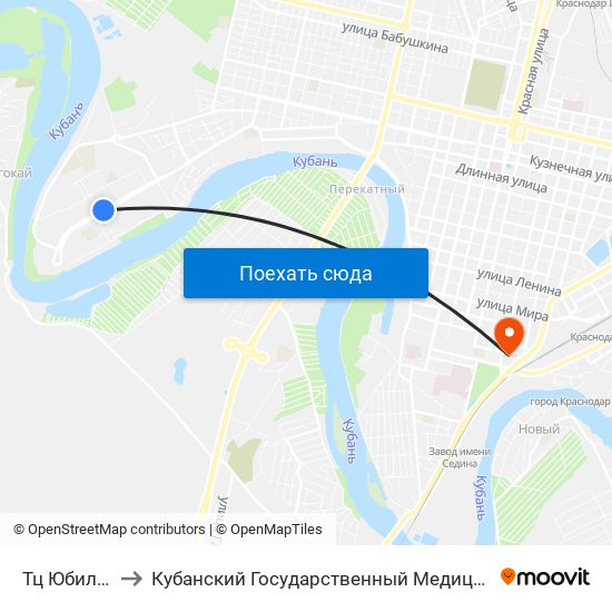 Тц Юбилейный to Кубанский Государственный Медицинский Университет map