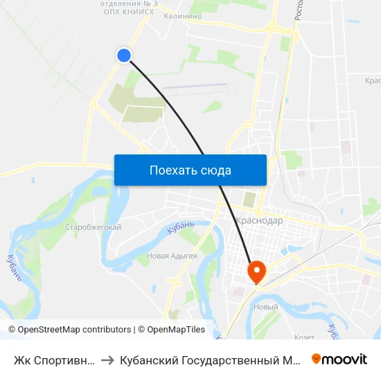 Жк Спортивная Деревня to Кубанский Государственный Медицинский Университет map