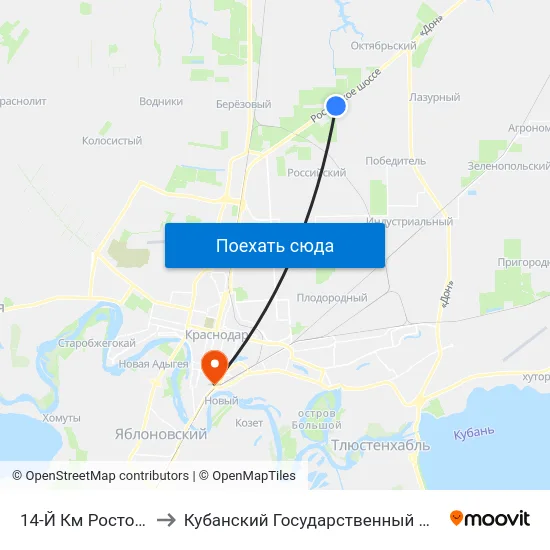 14-Й Км Ростовского Шоссе to Кубанский Государственный Медицинский Университет map