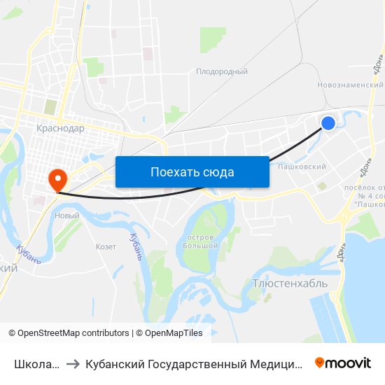 Школа №83 to Кубанский Государственный Медицинский Университет map