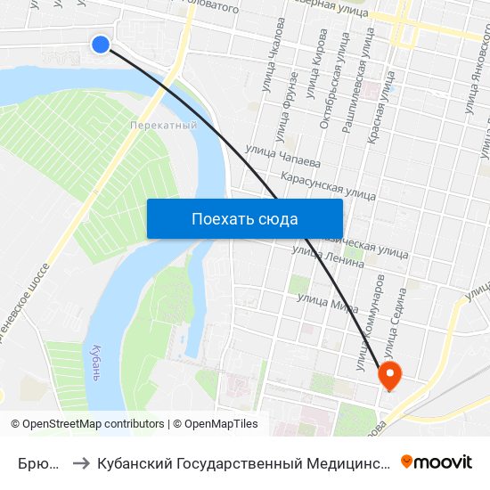 Брюсова to Кубанский Государственный Медицинский Университет map