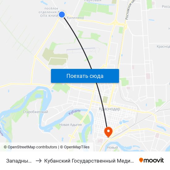 Западный Обход to Кубанский Государственный Медицинский Университет map