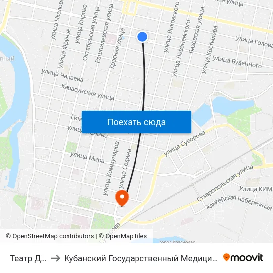 Театр Драмы to Кубанский Государственный Медицинский Университет map
