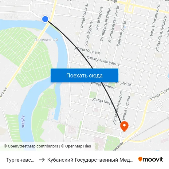 Тургеневский Мост to Кубанский Государственный Медицинский Университет map