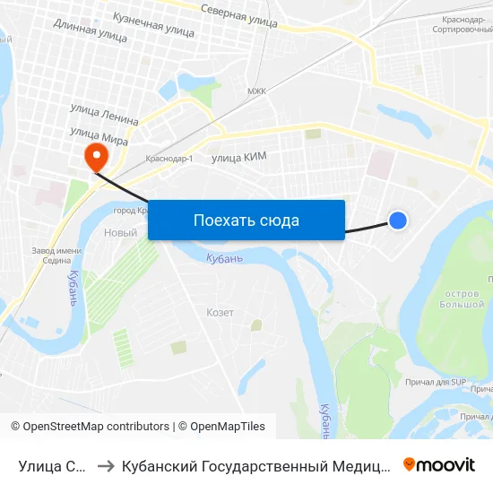 Улица Стасова to Кубанский Государственный Медицинский Университет map