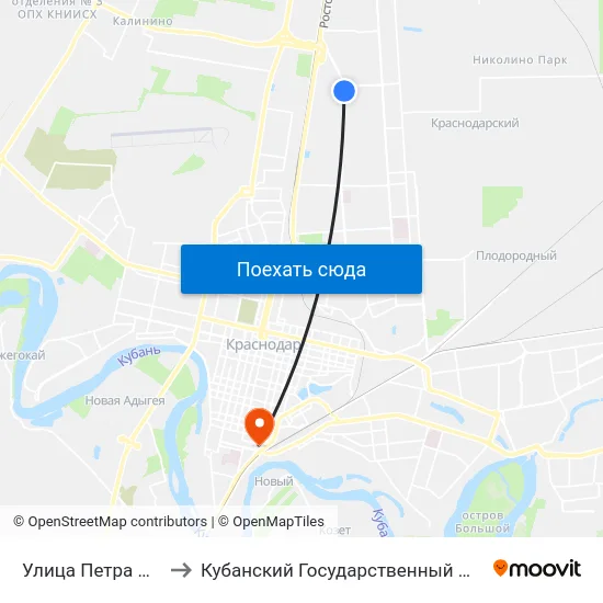Улица Петра Метальникова to Кубанский Государственный Медицинский Университет map