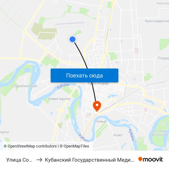 Улица Совхозная to Кубанский Государственный Медицинский Университет map