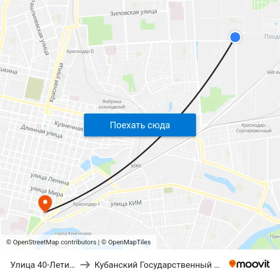 Улица 40-Летия Победы, 145 to Кубанский Государственный Медицинский Университет map