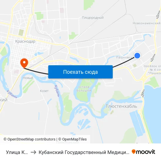 Улица Кирова to Кубанский Государственный Медицинский Университет map