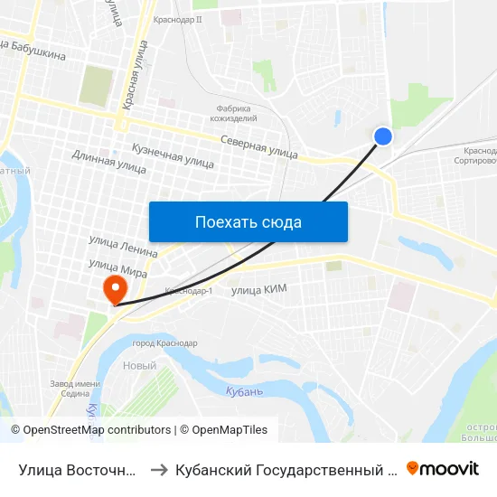 Улица Восточно-Кругликовская to Кубанский Государственный Медицинский Университет map