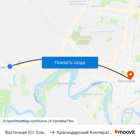 Восточная (Ст. Елизаветинская) to Краснодарский Кооперативный Институт map