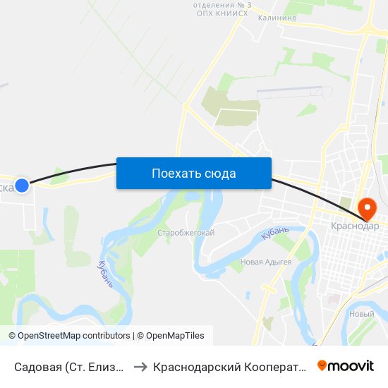 Садовая (Ст. Елизаветинская) to Краснодарский Кооперативный Институт map