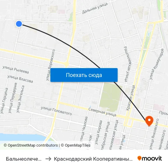 Бальнеолечебница to Краснодарский Кооперативный Институт map