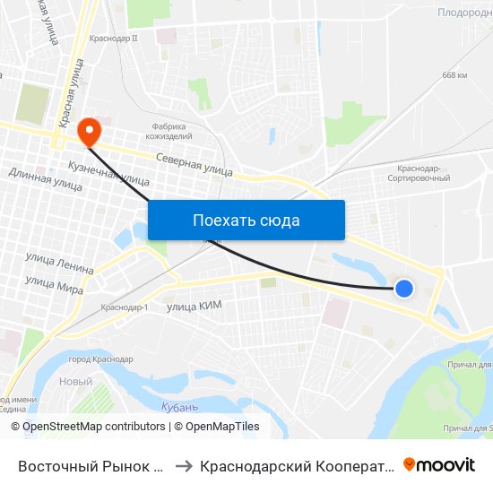 Восточный Рынок (Ул. Стасова) to Краснодарский Кооперативный Институт map