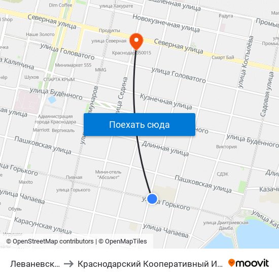 Леваневского to Краснодарский Кооперативный Институт map