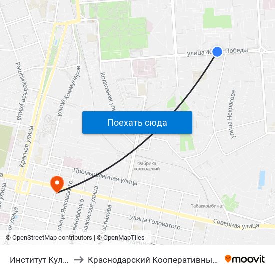 Институт Культуры to Краснодарский Кооперативный Институт map