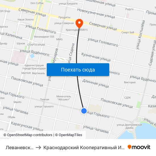 Леваневского to Краснодарский Кооперативный Институт map