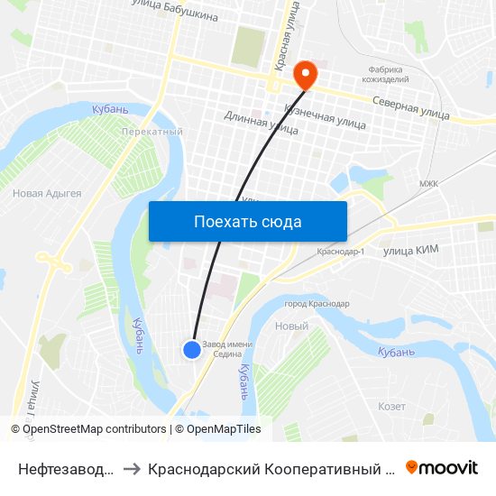 Нефтезаводская to Краснодарский Кооперативный Институт map