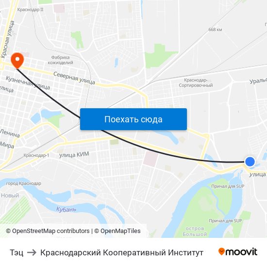 Тэц to Краснодарский Кооперативный Институт map