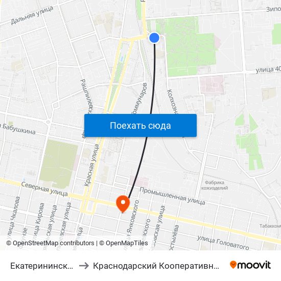 Екатерининский Зал to Краснодарский Кооперативный Институт map