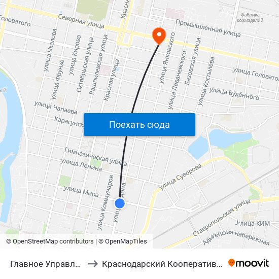 Главное Управление Мчс to Краснодарский Кооперативный Институт map