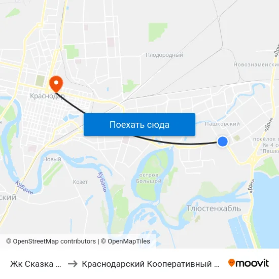 Жк Сказка Град to Краснодарский Кооперативный Институт map
