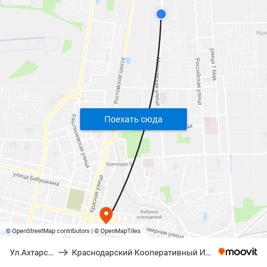 Ул.Ахтарская to Краснодарский Кооперативный Институт map