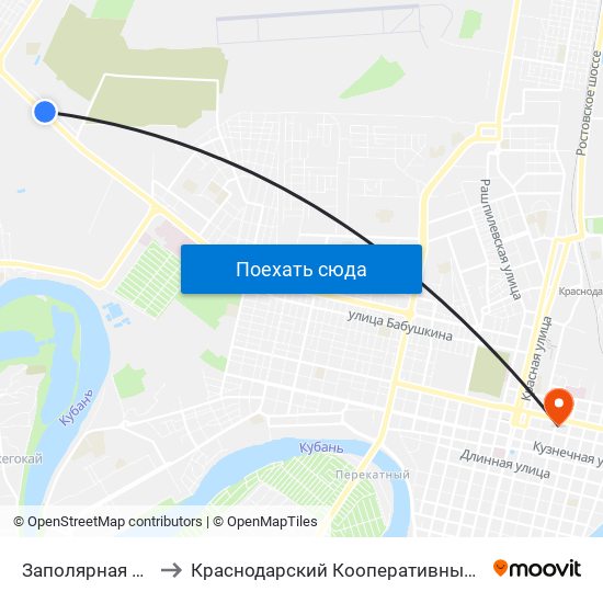 Заполярная Улица to Краснодарский Кооперативный Институт map