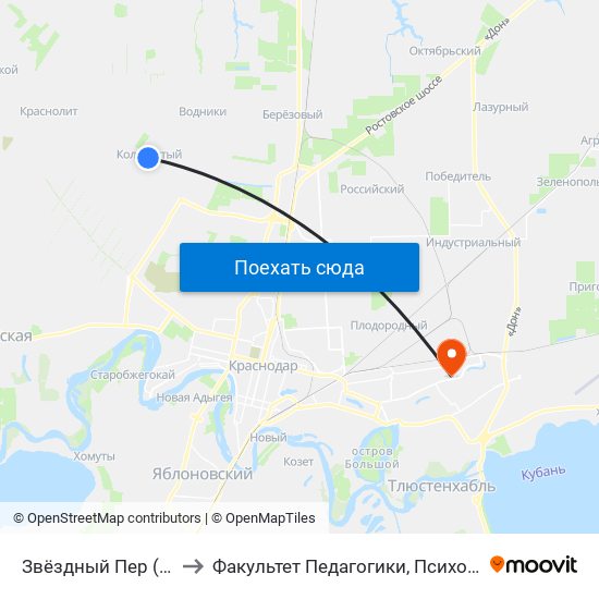 Звёздный Пер (Пос. Колосистый) to Факультет Педагогики, Психологии И Коммуникативистики map