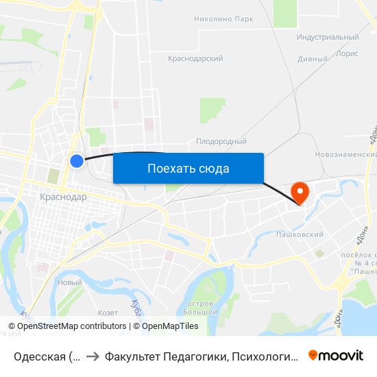Одесская (Трамвай) to Факультет Педагогики, Психологии И Коммуникативистики map