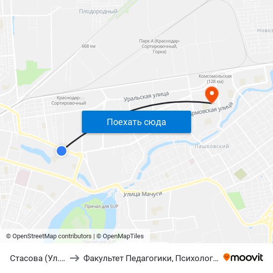 Стасова (Ул. Селезнёва) to Факультет Педагогики, Психологии И Коммуникативистики map