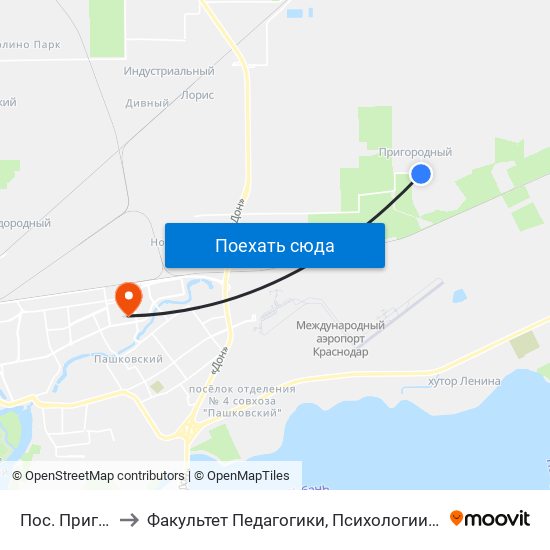 Пос. Пригородный to Факультет Педагогики, Психологии И Коммуникативистики map