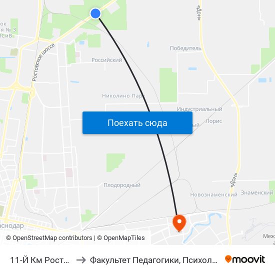 11-Й Км Ростовского Шоссе to Факультет Педагогики, Психологии И Коммуникативистики map