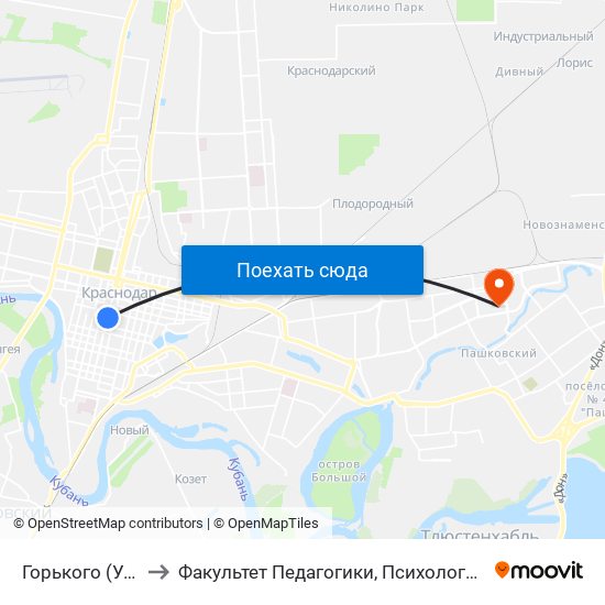 Горького (Ул. Красная) to Факультет Педагогики, Психологии И Коммуникативистики map
