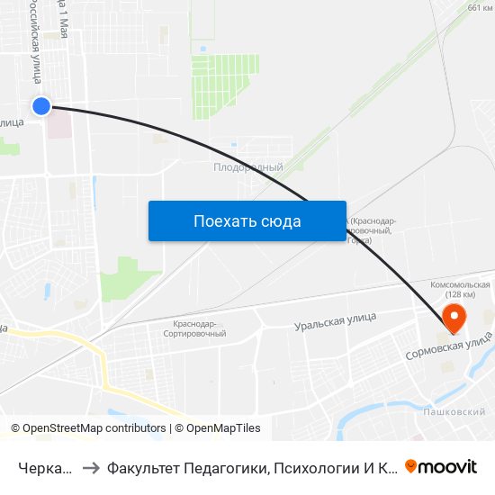 Черкасская to Факультет Педагогики, Психологии И Коммуникативистики map