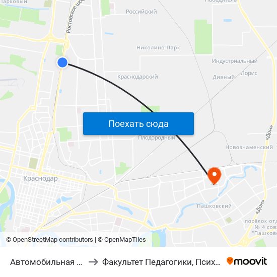 Автомобильная (Ростовское Шоссе) to Факультет Педагогики, Психологии И Коммуникативистики map