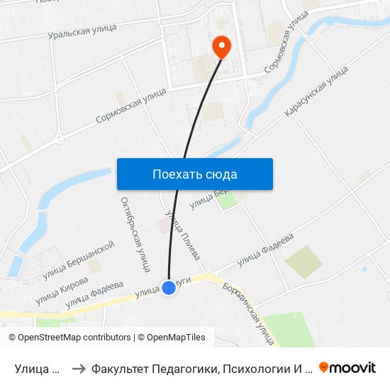 Улица Плиева to Факультет Педагогики, Психологии И Коммуникативистики map