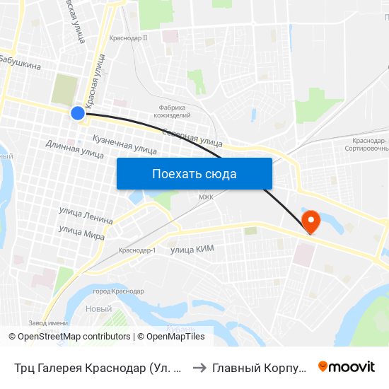 Трц Галерея Краснодар (Ул. Северная) to Главный Корпус Кубгу map